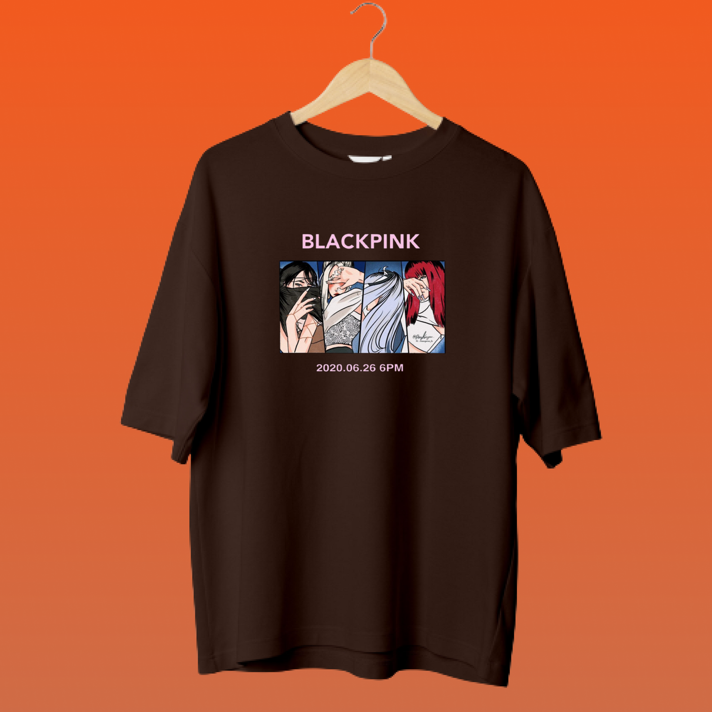 BLACK PINK VECTOR OVERSIZED T-SHIRTS