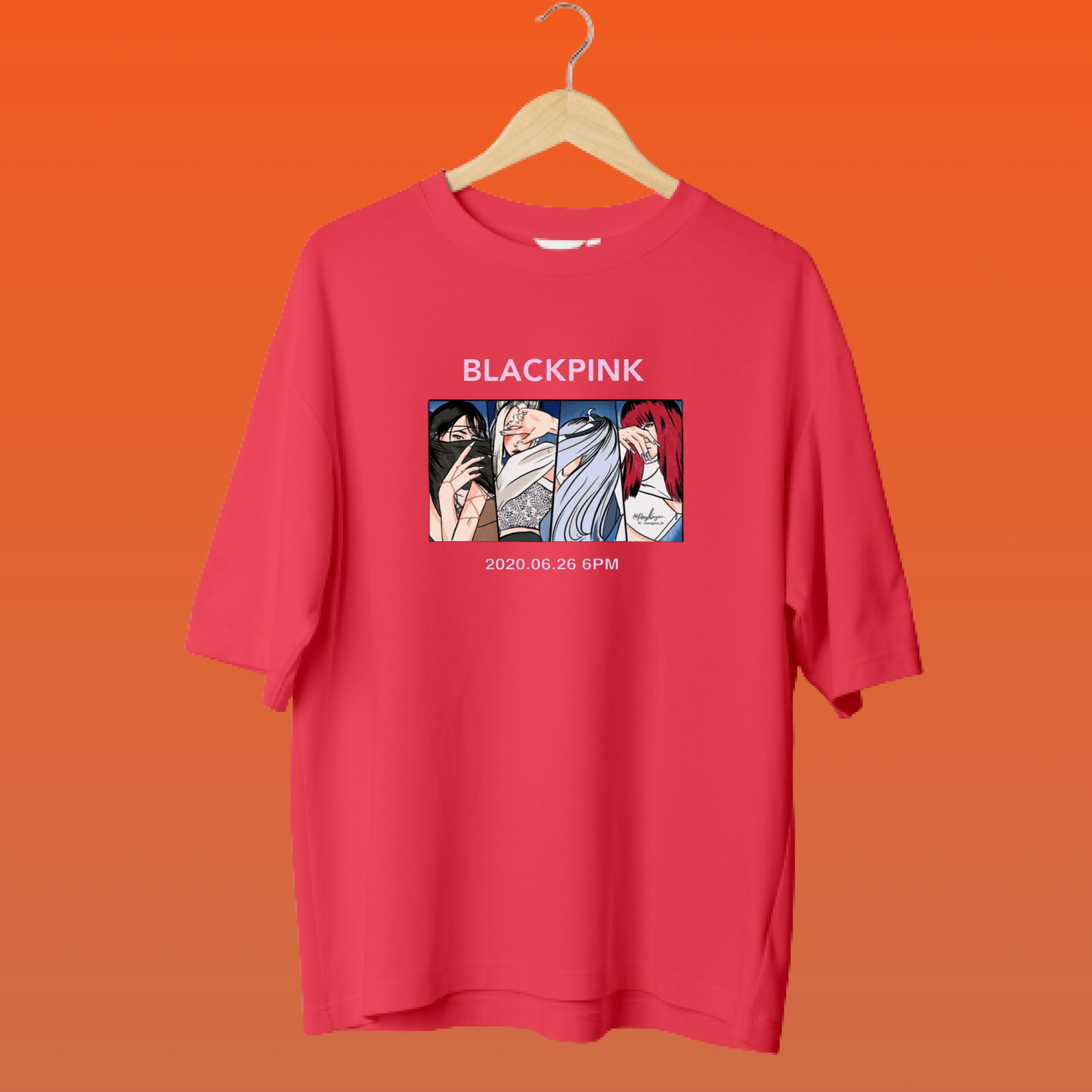 BLACK PINK VECTOR OVERSIZED T-SHIRTS