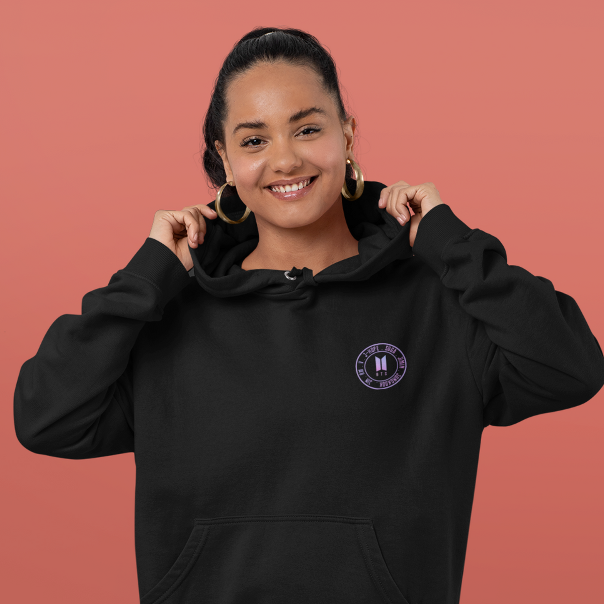 Heaven BTS hoodie in black, front print