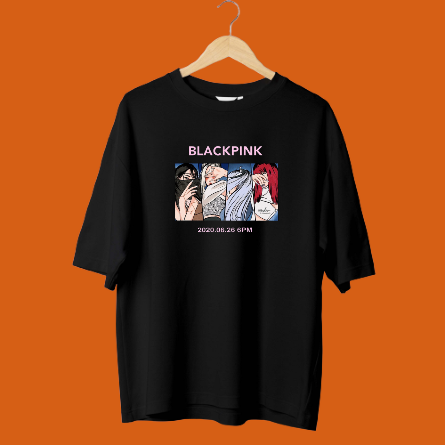 BLACK PINK VECTOR OVERSIZED T-SHIRTS