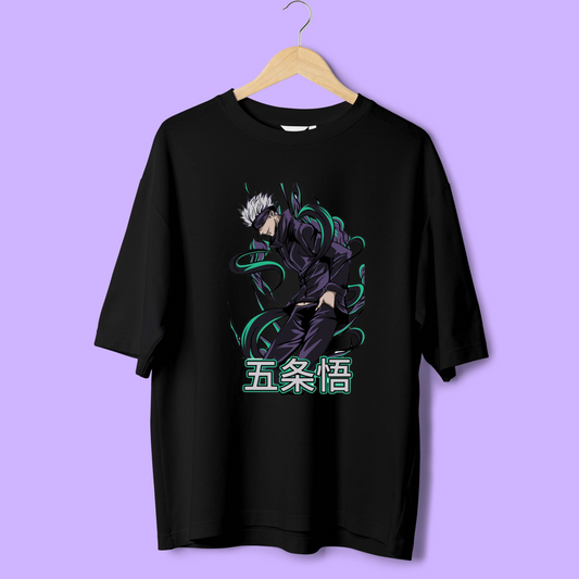 SATORU GOJO GREEN FLAME  / JUJUTSU KAISEN OVERSIZED TSHIRT