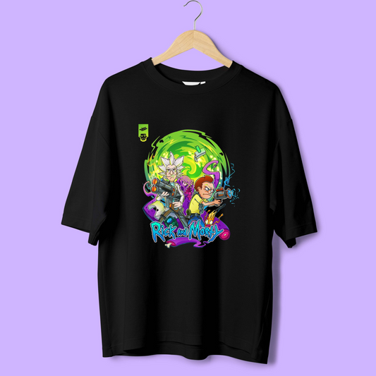 R & M GREEN EFFECT / RICK AND MORTY OVERSIZED T-SHIRTS