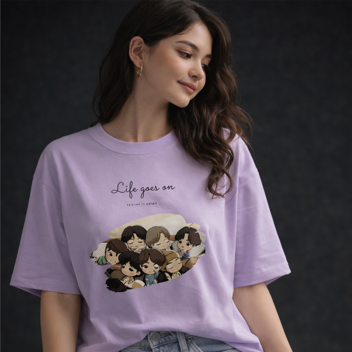 LIFE GOES ON Cute Vector / BTS Oversized Tshirts